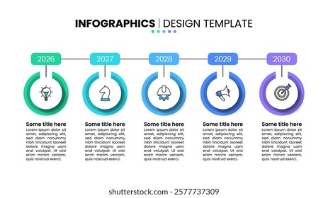 Infographic template with icons and 5 options or steps. Timeline. Can be used for workflow layout, diagram, banner, webdesign. Vector illustration