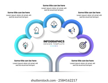 Infographic template with icons and 5 options or steps. Tree. Can be used for workflow layout, diagram, banner, webdesign. Vector illustration