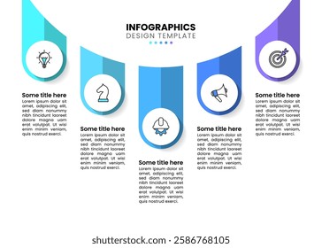 Infographic template with icons and 5 options or steps. Circle. Can be used for workflow layout, diagram, banner, webdesign. Vector illustration