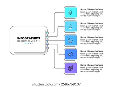 Infographic template with icons and 5 options or steps. Can be used for workflow layout, diagram, banner, webdesign. Vector illustration