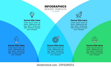 Infographic template with icons and 5 options or steps. Can be used for workflow layout, diagram, banner, webdesign. Vector illustration
