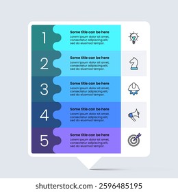 Infographic template with icons and 5 options or steps. Can be used for workflow layout, diagram, banner, webdesign. Vector illustration