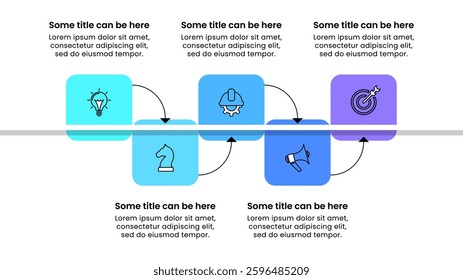 Infographic template with icons and 5 options or steps. Timeline. Can be used for workflow layout, diagram, banner, webdesign. Vector illustration