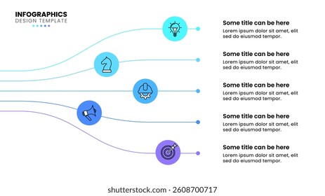 Infographic template with icons and 5 options or steps. Technology lines. Can be used for workflow layout, diagram, banner, webdesign. Vector illustration