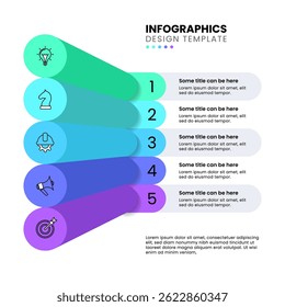 Infographic template with icons and 5 options or steps. Can be used for workflow layout, diagram, banner, webdesign. Vector illustration