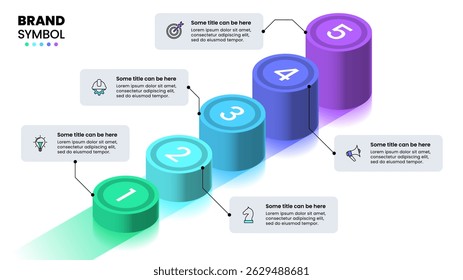 Infographic sjabloon met pictogrammen en 5 opties of stappen. Isometrische lijn. Kan worden gebruikt voor workflow lay-out, diagram, banner, webdesign. Vectorillustratie