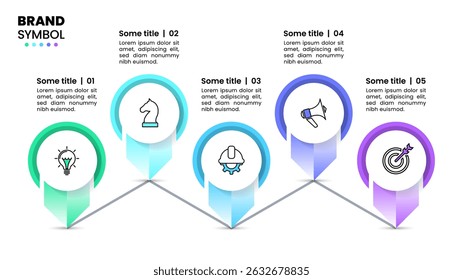 Infographic template with icons and 5 options or steps. Line. Can be used for workflow layout, diagram, banner, webdesign. Vector illustration