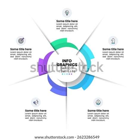 Infographic template with icons and 5 options or steps. Gear. Can be used for workflow layout, diagram, banner, webdesign. Vector illustration