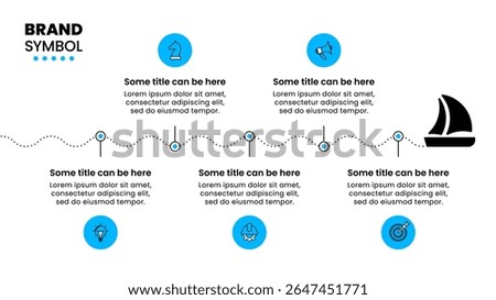 Infographic template with icons and 5 options or steps. Boat. Can be used for workflow layout, diagram, banner, webdesign. Vector illustration