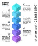 Infographic template with icons and 6 options or steps. Building blocks. Can be used for workflow layout, diagram, banner, webdesign. Vector illustration