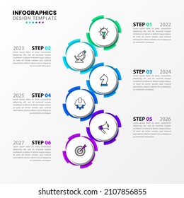 Infographic template with icons and 6 options or steps. Connected gears. Can be used for workflow layout, diagram, banner, webdesign. Vector illustration