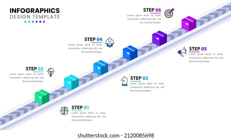 Infographic template with icons and 6 options or steps. Package. Can be used for workflow layout, diagram, banner, webdesign. Vector illustration