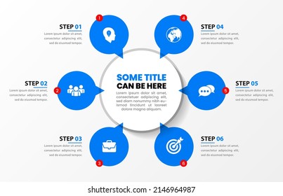 Infographic template with icons and 6 options or steps. Can be used for workflow layout, diagram, banner, webdesign. Vector illustration