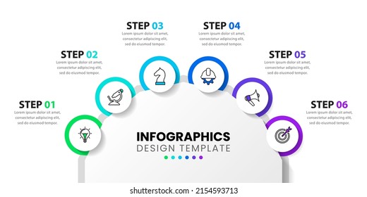 Infographic template with icons and 6 options or steps. Can be used for workflow layout, diagram, banner, webdesign. Vector illustration