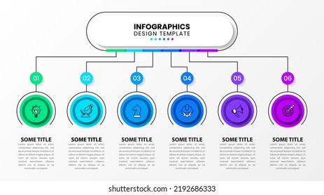 Infographic template with icons and 6 options or steps. Can be used for workflow layout, diagram, banner, webdesign. Vector illustration