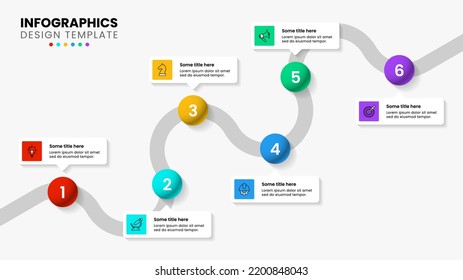 Infographic template with icons and 6 options or steps. Line. Can be used for workflow layout, diagram, banner, webdesign. Vector illustration