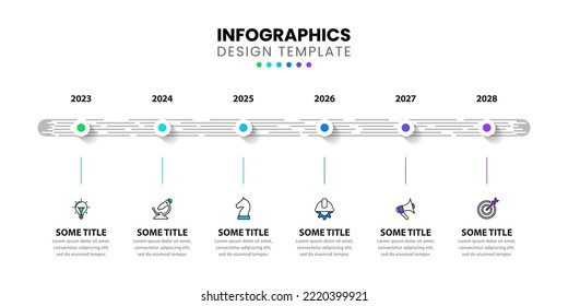 Infographic template with icons and 6 options or steps. Abstract timeline. Can be used for workflow layout, diagram, banner, webdesign. Vector illustration