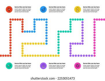 Infographic template with icons and 6 options or steps. Timeline. Can be used for workflow layout, diagram, banner, webdesign. Vector illustration