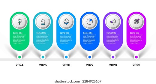 Infographic template with icons and 6 options or steps. Timeline. Can be used for workflow layout, diagram, banner, webdesign. Vector illustration