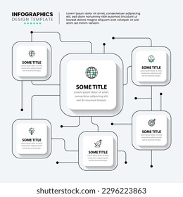 Infographic template with icons and 6 options or steps. Technology concept. Can be used for workflow layout, diagram, banner, webdesign. Vector illustration
