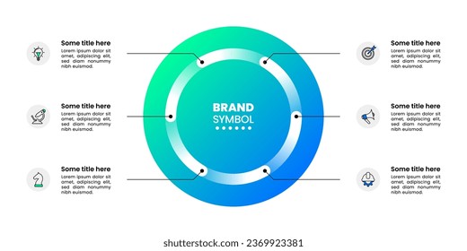 Infographic template with icons and 6 options or steps. Can be used for workflow layout, diagram, banner, webdesign. Vector illustration