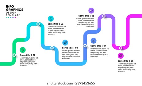 Infographic template with icons and 6 options or steps. Abstract line. Can be used for workflow layout, diagram, banner, webdesign. Vector illustration