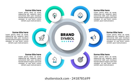 Infographic template with icons and 6 options or steps. Can be used for workflow layout, diagram, banner, webdesign. Vector illustration