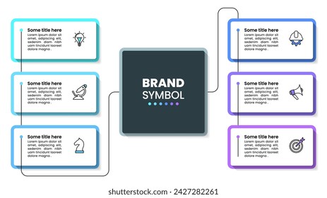Infographic template with icons and 6 options or steps. Connected banners. Can be used for workflow layout, diagram, webdesign. Vector illustration