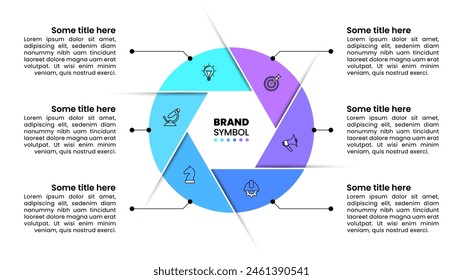 Infographic template with icons and 6 options or steps. Aperture. Can be used for workflow layout, diagram, banner, webdesign. Vector illustration