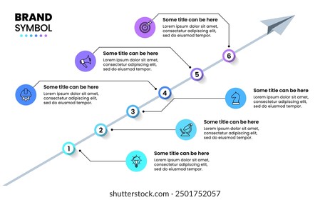 Plantilla de infografía con iconos y 6 opciones o pasos. Línea. Se puede utilizar para el diseño del flujo de trabajo, diagrama, Anuncio, diseño web. Ilustración vectorial