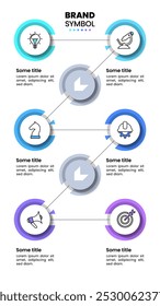Infographic template with icons and 6 options or steps. Vertical line. Can be used for workflow layout, diagram, banner, webdesign. Vector illustration