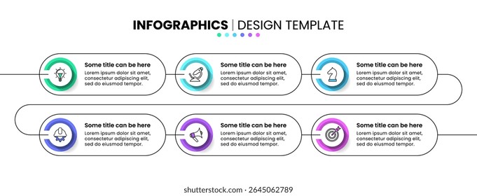 Infographic template with icons and 6 options or steps. Can be used for workflow layout, diagram, banner, webdesign. Vector illustration