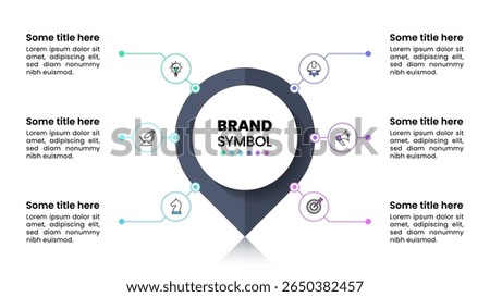 Infographic template with icons and 6 options or steps. Pointer. Can be used for workflow layout, diagram, banner, webdesign. Vector illustration