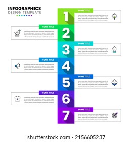 Infographic template with icons and 7 options or steps. Can be used for workflow layout, diagram, banner, webdesign. Vector illustration