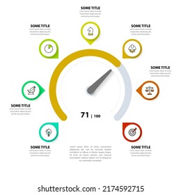 Infographic template with icons and 7 options or steps. Pointer. Can be used for workflow layout, diagram, banner, webdesign. Vector illustration