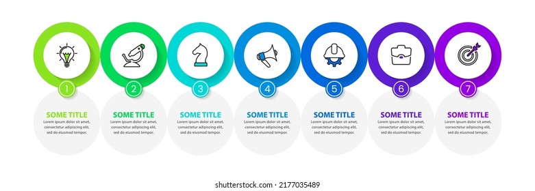 Infographic template with icons and 7 options or steps. Circle. Can be used for workflow layout, diagram, banner, webdesign. Vector illustration