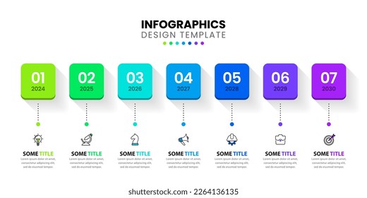 Infographic template with icons and 7 options or steps. Can be used for workflow layout, diagram, banner, webdesign. Vector illustration
