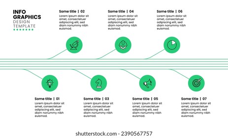 Infographic template with icons and 7 options or steps. Splitting line. Can be used for workflow layout, diagram, webdesign. Vector illustration