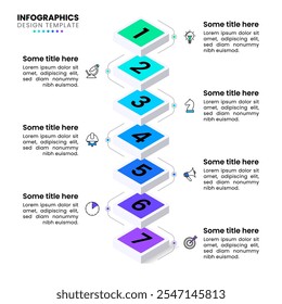 Infographic template with icons and 7 options or steps. Can be used for workflow layout, diagram, banner, webdesign. Vector illustration