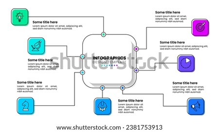 Infographic template with icons and 7 options or steps. Technology concept. Can be used for workflow layout, diagram, banner, webdesign. Vector illustration