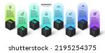 Infographic template with icons and 8 options or steps. 3d cubes. Can be used for workflow layout, diagram, banner, webdesign. Vector illustration