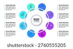Infographic template with icons and 8 options or steps. Circles. Can be used for workflow layout, diagram, banner, webdesign. Vector illustration