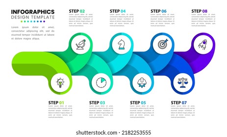Infographic template with icons and 8 options or steps. Can be used for workflow layout, diagram, banner, webdesign. Vector illustration