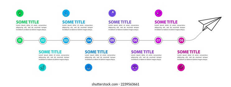 Infographic template with icons and 8 options or steps. Can be used for workflow layout, diagram, banner, webdesign. Vector illustration