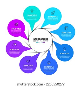 Infographic template with icons and 8 options or steps. Can be used for workflow layout, diagram, banner, webdesign. Vector illustration