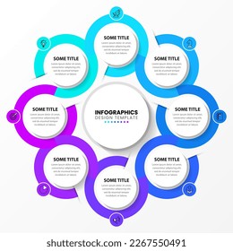 Infographic template with icons and 8 options or steps. Can be used for workflow layout, diagram, banner, webdesign. Vector illustration