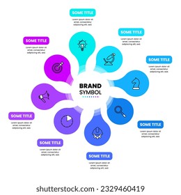 Infographic template with icons and 8 options or steps. Abstract circle. Can be used for workflow layout, diagram, banner, webdesign. Vector illustration