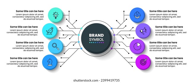 Infographic template with icons and 8 options or steps. Technology concept. Can be used for workflow layout, diagram, banner, webdesign. Vector illustration