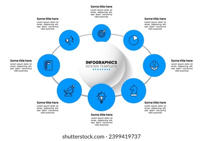 Infographic template with icons and 8 options or steps. Sphere. Can be used for workflow layout, diagram, banner, webdesign. Vector illustration