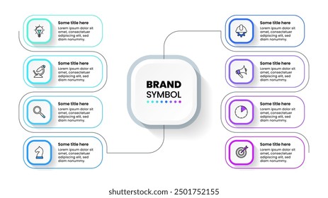 Infographic template with icons and 8 options or steps. Can be used for workflow layout, diagram, banner, webdesign. Vector illustration